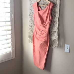MUXXN bodycon coral pencil stretchy dress sz L